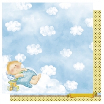 Doublesided Paper "Sleeping Baby Boy/ Punkte"