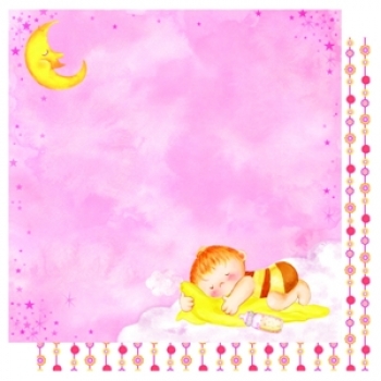 Doublesided Paper "Sleeping Baby Girl/ Kette"
