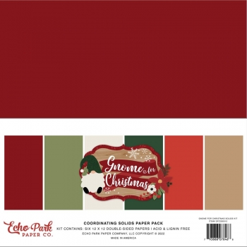 Echo Park - Coordinating Solid Paper Pack - 12" x 12" - Gnome for Christmas