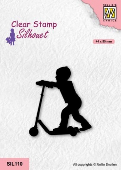 Nellie`s Choice Silhouette Clear Stamps - Boy with Scooter