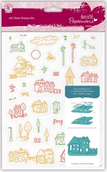 !Papermania A5 Clear Stamp Set - Village!