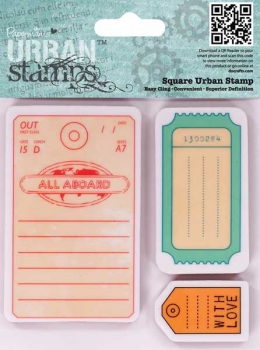 !Papermania Square Urban Stamp - All Aboard - Tags!