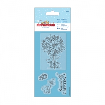 Papermania Clear Stamps 75 x 140 mm - Pippinwood Christmas - Poinsettia