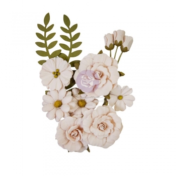 Prima Marketing Mulberry Paper Flowers - Porcelain/Farm Sweet Farm 12 Stk.