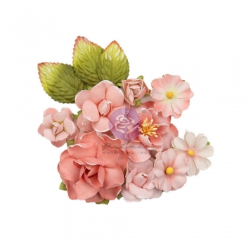 Prima Marketing Mulberry Paper Flowers - Sweet Things/Strawberry Milkshake 12 Stk.