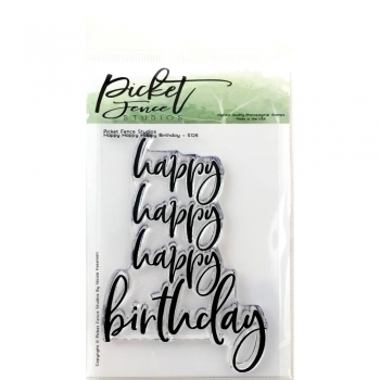 Picket Fence Clear Stamps - Happy Happy Happy Birthday