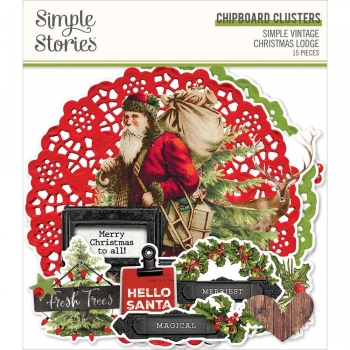 Simple Stories Chipboard Clusters - Simple Vintage Christmas Lodge
