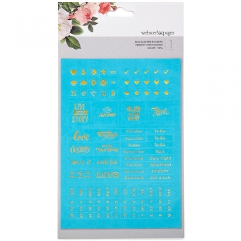 %Webster´s Pages Faux Leather Stickers - Teal%