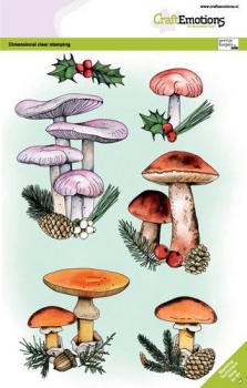 Craft Emotions Clear Stamps - Mushrooms Christmas 
