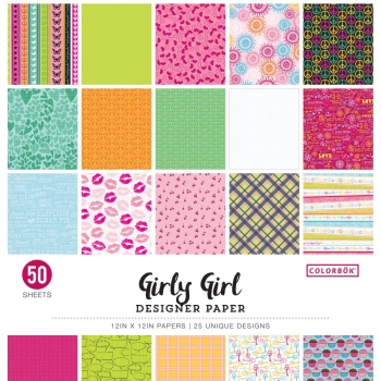 Colorbök Designer Paper Pad - Girly Girl - 12 x 12