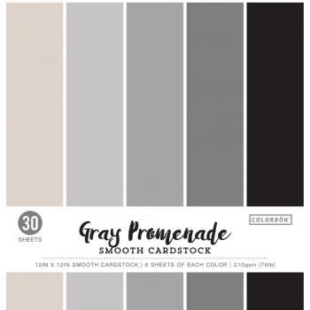 Colorbök Smoth Cardstock Pad - Gray Promenade - 12 x 12