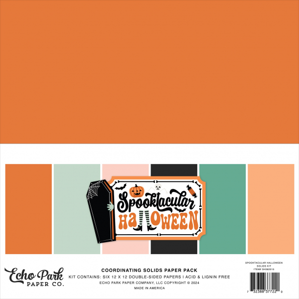 Echo Park - Coordinating Solid Paper Pack - 12" x 12" - Spooktacular Halloween