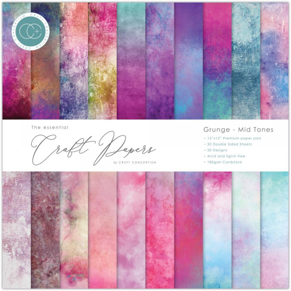 The essential Craft Papers Paper Pad - Grunge - Mid Tones - 12 x 12