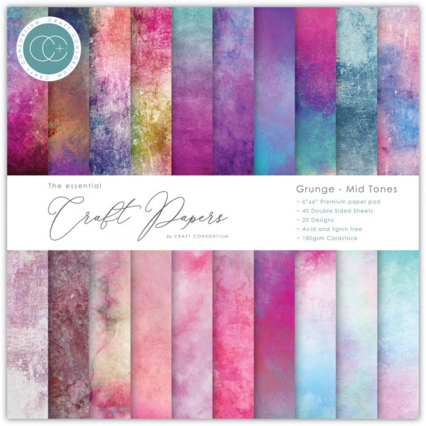 The essential Craft Papers Paper Pad - Grunge - Mid Tones - 6 x 6