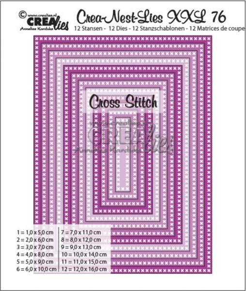 Crealies Stanze - Rectangles with cross stitches