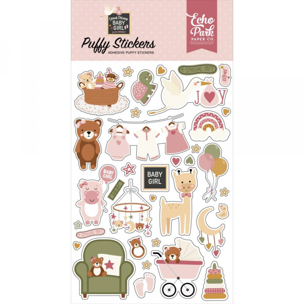 Echo Park - Special Delivery: Baby Girl - Puffy Stickers