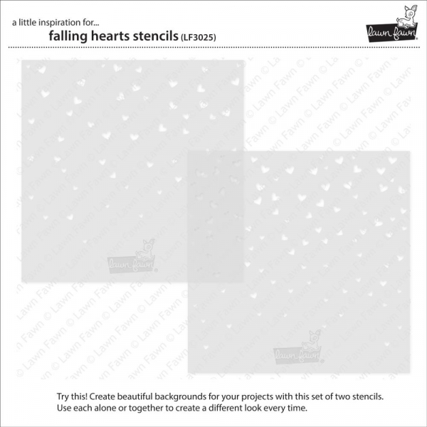 Lawn Fawn - 6" x 6" Schablone - Falling Hearts Stencils