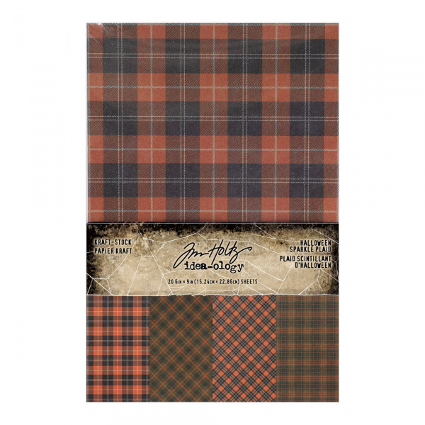 Tim Holtz Idea-Ology Kraft-Stock Pad 6"X9" - Halloween Sparkle Plaid