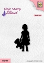 Nellie`s Choice Silhouette Clear Stamps - Girl with Teddy Bear